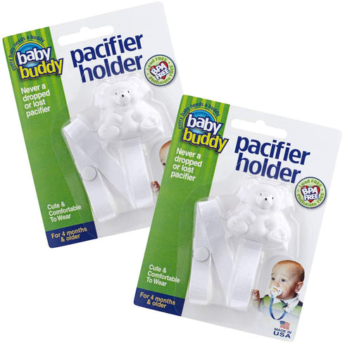 Baby Buddy Bear Pacifier Holder Clip Snaps to Paci, Teether, Toy, Clips