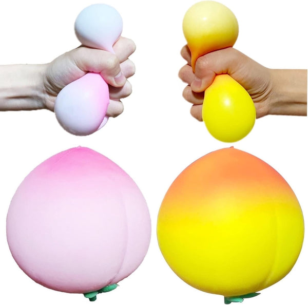 Kawaite 2 Pack Peach Stress Balls Sensory Fidget Toys, Squishy Dough Ball, Fruit