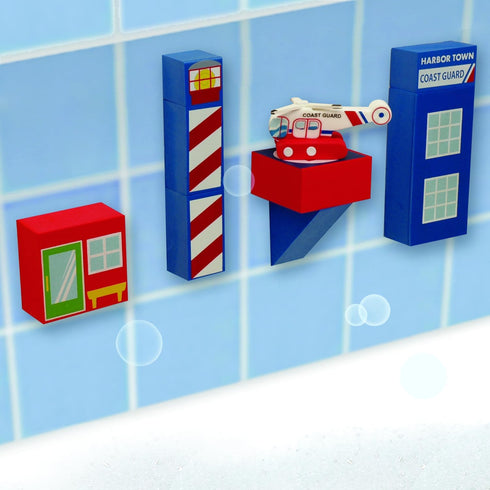 Set, BathBlocks Floating Coast Guard Red & Whte
