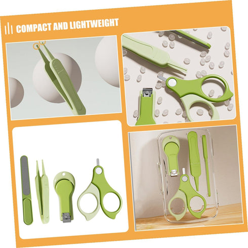 Trimmer Set Nail Kit with Nail Clippers and for Newborns Grooming Portable Travel Healthcare in Green