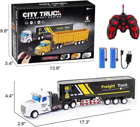 1:32 17.3" 2 3-8 RC Semi Truck Toy for Kids - Remote Control Carrier Van Transport Car, Freight Container Truck