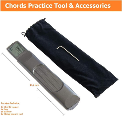Pocket Guitar Chord Practice Tool, Portable Neck Trainer for Beginners with Rotatable Chords Chart Screen