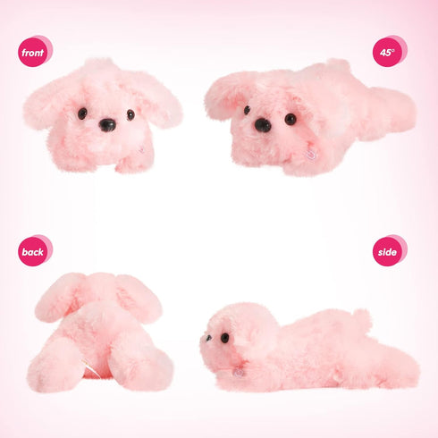 WEWILL 10'' Light Up Pink Puppy Dog - LED Stuffed Animal with Colorful Night Light for Kids Gifts