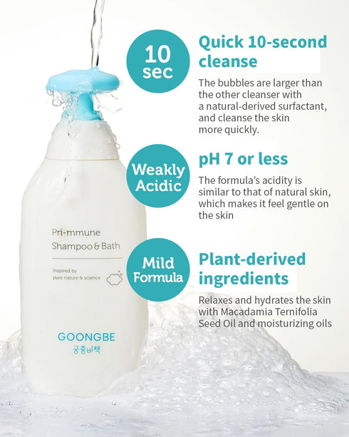 Pri-mmune Shampoo & Bath: Korean Baby Wash - Hypoallergenic Head to Toe Cleanser, Paraben-Free Formula, 11.8 fl.oz. 2