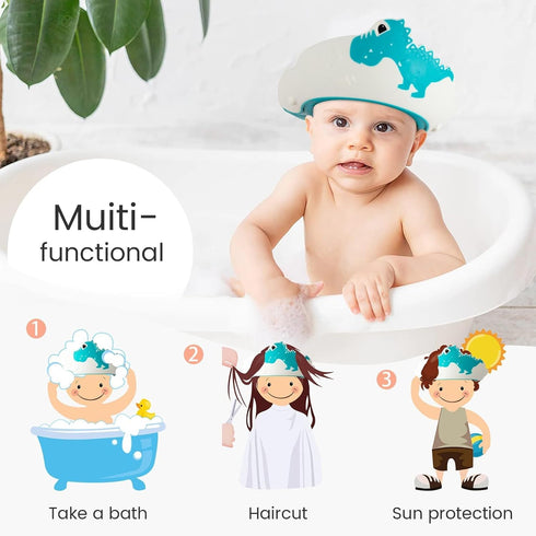 FUNUPUP Baby Shower Cap for Kids, Baby Bath Shampoo Visor Cap Hair Washing Shield Adjustable Silicone Bath Hat