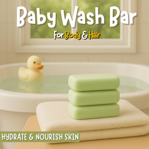 3 Hypoallergenic Baby Soap Bar | Gentle Cleansing Baby Body Wash Bar for Sensitive Skin | Chamomile & Green Tea | Made
