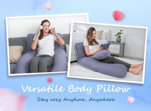 55 Inch QUEEN ROSE Pregnancy Pillow, U Shaped Full Body Pillows for Sleeping Support, Maternity Pillow for Pregnant