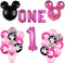 Pink and Black First Birthday Balloons, Girls First Year Banner, 1st Birthday Baby Shower Party Supplies