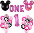 Pink and Black First Birthday Balloons, Girls First Year Banner, 1st Birthday Baby Shower Party Supplies