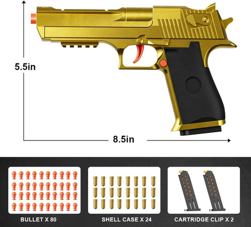 2 Pack Shell Ejecting Toy Gun - Semi-Automatic Handgun with Shell Ejection and Auto Rebound, Toy Foam Blasters & Stress