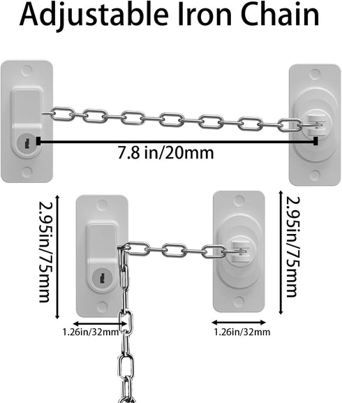 3 Pack Adjustable Child Safety Locks with Keys for Fridge, Door, Drawers, Toilet, and Cabinet (White)