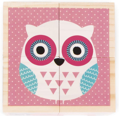 Janod Baby Forest My First 4 Blocks - Baby Animals Wooden Puzzle Set for Ages 12 Months+