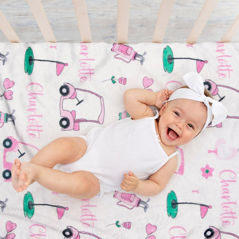 Personalized Custom Baby Swaddle Blanket - Newborn to Infant Throw Blanket with Name, Golf, Fleece & Soft Materials