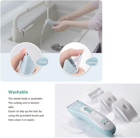 Trimmer, Baby Hair Clippers, Ceramic Blade Electric Kids Hair Ultra-Quiet Cordless Rechargeable Waterproof Haircut Kit