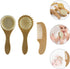 Set FRCOLOR Wooden Handle Hair Brush and Comb with Soft Wool Bristles for Newborn Scalp Care and Bathing Grooming Kit