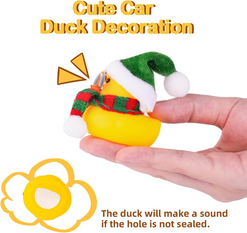 Christmas Rubber Ducks Car Ornaments, Mini Yellow Duck Dashboard Decorations with Hat, Scarf, Sunglasses - 2 Inches (C5)