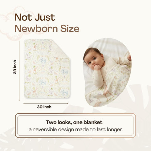 abbybabies 39"x30", Reversible Soft Baby Blanket, Grow-with-Baby for Boys and Girls, Bamboo Viscose & Cotton, Receiving