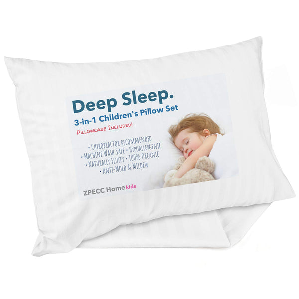 ZPECC Toddler Pillow with Pillowcase - 13x18 Organic Cotton Hypoallergenic Kids Pillow,