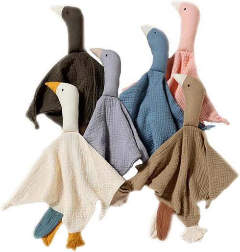 Baby Loveys Security Blankets, Soft Cotton Muslin Cuddly Lovies for Infants Unisex Boy Girls, Cuddle Goose White