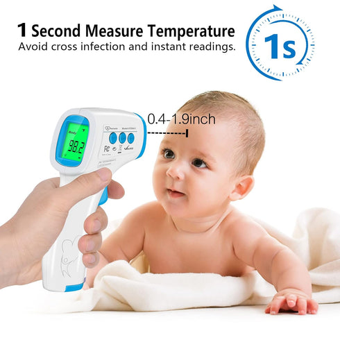 Digital Thermometer for Adults and Kids - No Touch Forehead Thermometer for Baby, 2 in 1 Infrared with Fever Alarm