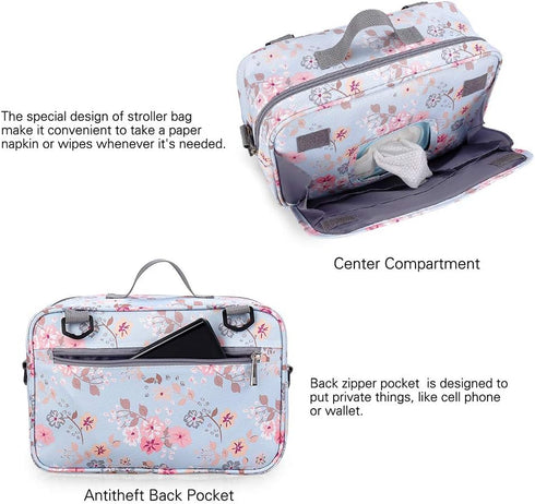MOMIGO Outdoor Baby Diaper Caddy - Stylish Pink Stroller Bag