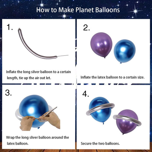 Galaxy Birthday Party Decorations for Kids, Happy Birthday Banner, Outer Space Metallic Balloons, Planet Star Cake