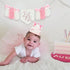 1/2 6 Birthday High Chair Banner, Half-Year Crown Hat, Months Party Decorations, Baby Photo Props with Pink Bow