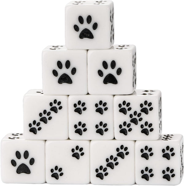 10 Piece D6 Dice Set: 16mm Six Sides Game Dice Set for MTG, Dungeons and Dragons, Black Cat's Paw