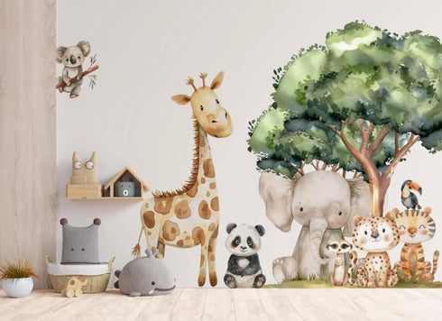 Generic (Set2) Safari Jungle Wall Stickers Safari Animals Wall Decals for Nursery Kids Room Wall Art Removable Vinyl
