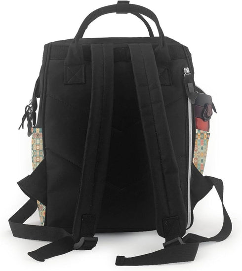 FSQDJLU Backpack Vintage Patchwork Quilted Diaper Bag for Women, Large Capacity Waterproof Travel Bag with Stroller