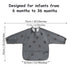 PewinGo Weaning Bib with Long Sleeves & BLW, Soft and Skin-Friendly Material, Coverall Bibs for Baby Feeding, Waterproof and Easy to Clean & Machine Washable, for Baby Infant Toddlers(Dark Grey)