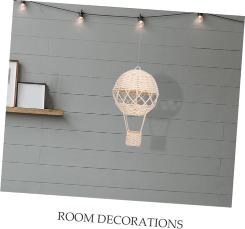 BESTOYARD Rustic Rattan Hot Air Balloon Lamp Shade Handwoven Wicker Wall Art Decor for Boy Girl Rooms Unique Natural