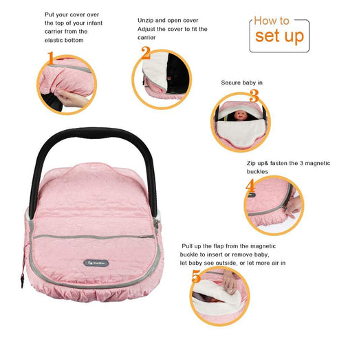 Yoofoss Baby Car Seat Cover Winter Carseat Canopies Cover to Protect Baby from Cold Wind, Super Warm Plush Fleece Baby