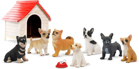 Toymany 12PCS Mini Dog Figurines Toy Set, Realistic Detailed Plastic Puppy Figures, Cake Toppers Gift