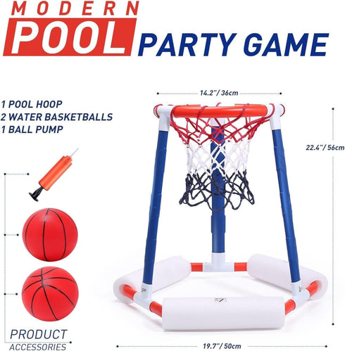 EagleStone Pool Basketball Hoop, Floating Inflatable Pool Basketball Games with 2 Pool Balls and Pump