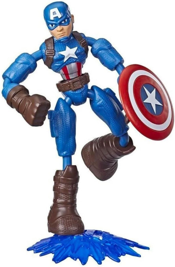 Avengers Marvel Bend and Flex Action Figure Toy, 6-Inch Captain America, Includes Blast Accessory