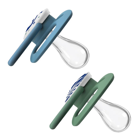Symmetrical Bulb, 6-18m, 2 Pack Dr. Brown's Advantage Glow-in-The-Dark Baby Pacifier, Fully Soother with Soft Silicone