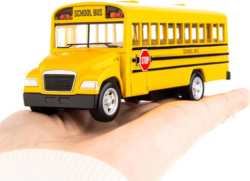 BDTCTK Diecast Yellow School Bus Toy Cars, 5 Inch Pull Back Car with Opening Doors for Kids