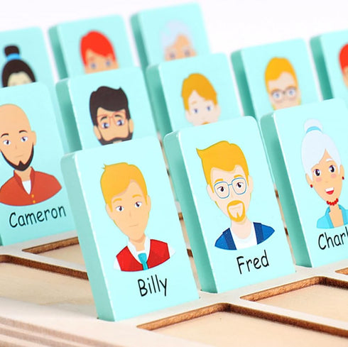 Guess Game Who Am I Wooden Board Game, Cognitive Toy for 3+ Year Olds, Logical Reasoning Puzzle for Families