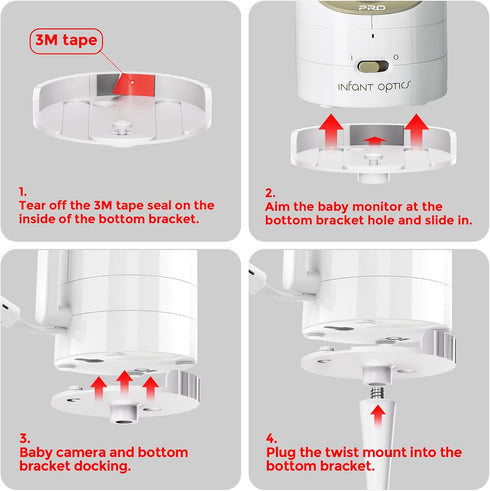 honecumi DXR-8 DXR-8 17.7in Baby Monitor Mount Compatible with Infant Optics & PRO, Flexible Silicone Twist Camera