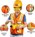 Construction Worker Costume for Boys, Toddler Builder Career Outfit for Pretend Role Play, Ages 3-7