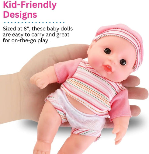 6 Pack 8" Liberty Imports - Baby Dolls Cute Little Vinyl Infant Dolls, Mini Nursery Toys for Girls, Kids Toddlers