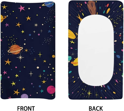 Kathyboom Planets Stars Changing Pad Covers, Breathable Baby Diaper Change Table Covers, Ultra Soft Contoured Pad