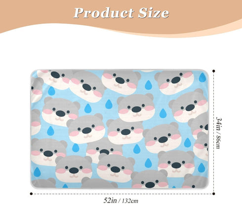 siphylline 52" 34" Cartoon Cute Beer Grey Extra Large Resuable Bed Underpads Water Resistant Diaper Changing Pad