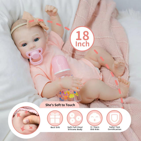 Lifelike Reborn Baby Dolls - 18 inch Realistic Baby Doll Weighted Newborn Gift Set for Children and Collectors