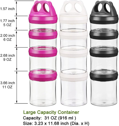 31oz BeneLabel Stackable Food Storage Containers with Twist Lock System - BPA-Free Tritan Containers for Travel