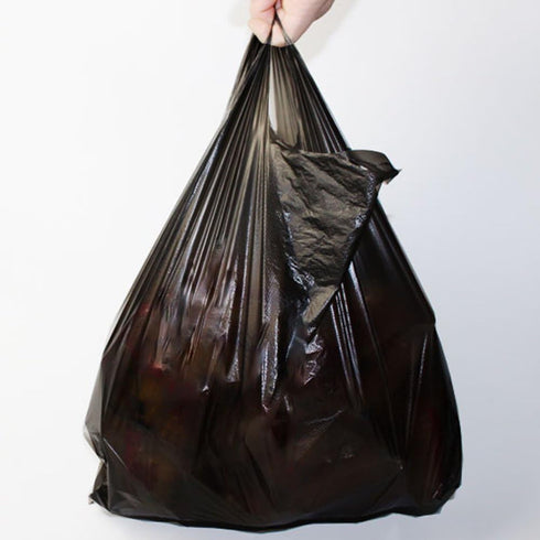 (100pcs) Disposable Garbage Bag Black Disposable Diaper Bags with convenient handle ties, Bin Bags,Durable Trash Bag