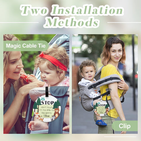 2 Pack PLIGREAT Please Dont Touch Baby Signs, Stop Touching Baby Sign for Baby Carriers Baby Car Seat, No Touching