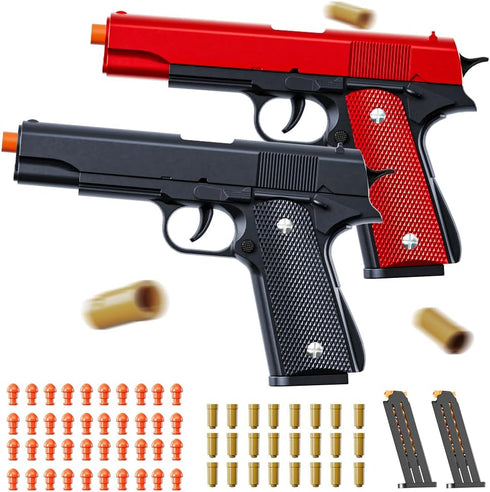 2Pack 1911 Shell Ejecting Pistol Toys Gun - Semi-Automatic Handgun with Soft
