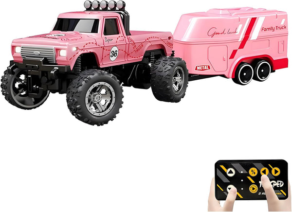 Mini Rc Truck, 1:64 Scale Monster Truck Remote Control Car with Lights,